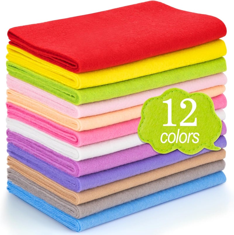 MITINU 12 Rolls 8"x35"(20.5x90cm) 1.4mm Thick Soft Felt Fabric Sheet 12 Assorted Rainbow Series Colors Felt Pack Pastel Felt Sheets for DIY Craft Sewing Squares Nonwoven Patchwork - Image 1